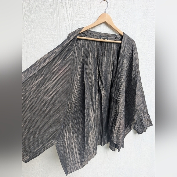 Vintage Eskandar Neiman Marcus Silk Blend Crinkle Cropped Duster Size 0 - Picture 6 of 13